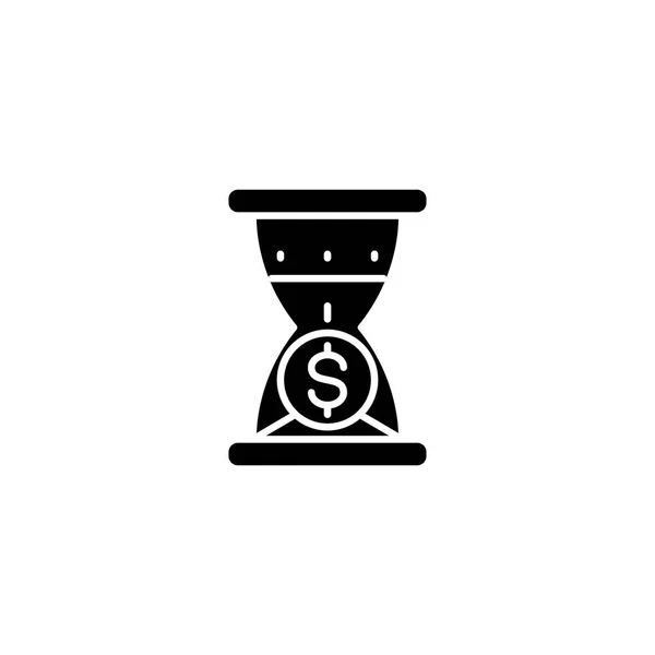 El tiempo es el concepto de dinero concepto de icono negro. El tiempo es el concepto de dinero vector plano símbolo, signo, ilustración . — Vector de stock