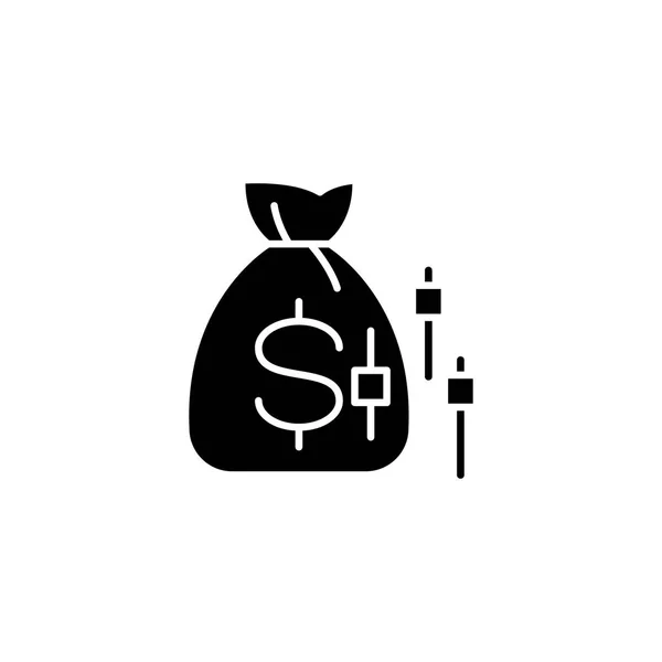 El comercio de ingresos concepto icono negro. Comercio de ingresos símbolo de vector plano, signo, ilustración . — Vector de stock