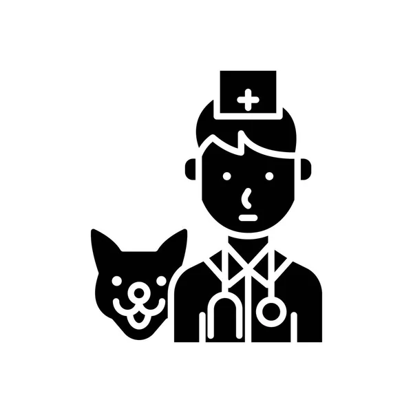 Treatment of animals black icon concept. Treatment of animals flat  vector symbol, sign, illustration. — Stock Vector