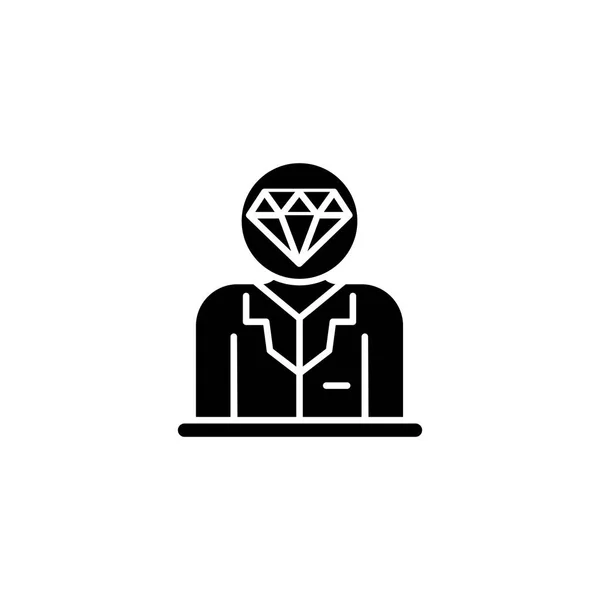 Concept d'icône noire précieuse portée. Bâton précieux symbole vectoriel plat, signe, illustration . — Image vectorielle