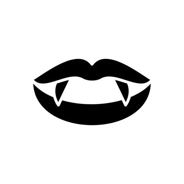 Vampiro presas conceito ícone preto. Vampiro presas símbolo vetorial plana, sinal, ilustração . —  Vetores de Stock