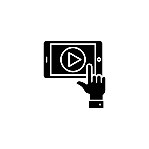 Video Playback Black Icon Konzept. Video-Wiedergabe flache Vektorsymbol, Zeichen, Illustration. — Stockvektor