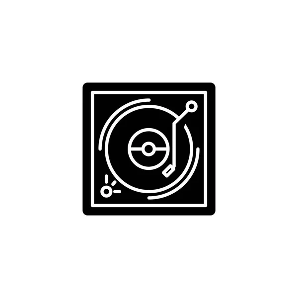 Concepto de icono negro reproductor de vinilo. Jugador de vinilo vector plano símbolo, signo, ilustración . — Vector de stock