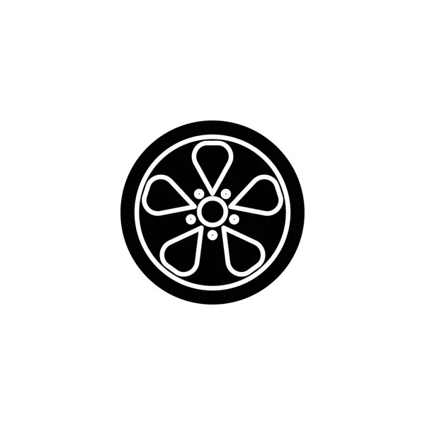 Concepto de icono negro de disco de rueda. Disco de rueda vectorial plano símbolo, signo, ilustración . — Vector de stock
