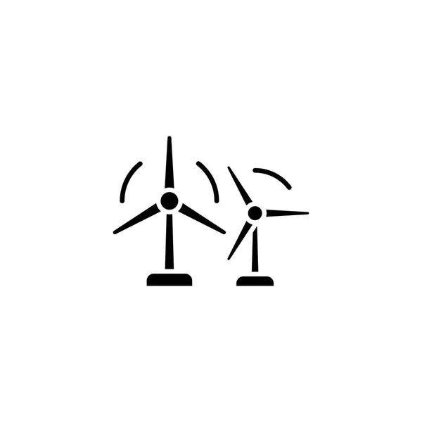 Větrná farma černou ikonou koncept. Větrná farma ploché vektor symbol, znamení, ilustrace. — Stockový vektor