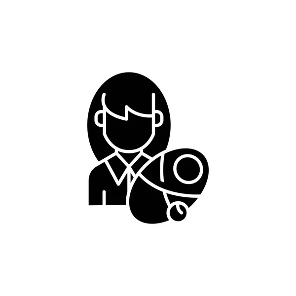 Mujer concepto de icono negro recién nacido. Mujer recién nacido vector plano símbolo, signo, ilustración . — Vector de stock