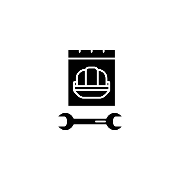 Arbete svart ikon konceptet. Arbeta platta vektor symbol, underteckna, illustration. — Stock vektor