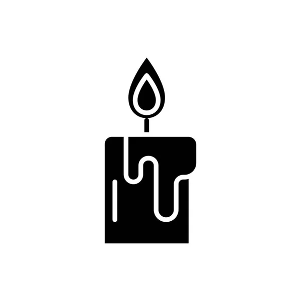 Wosku świeca czarna ikona koncepcja. Wosk świecy płaskie wektor symbol, znak, ilustracja. — Wektor stockowy