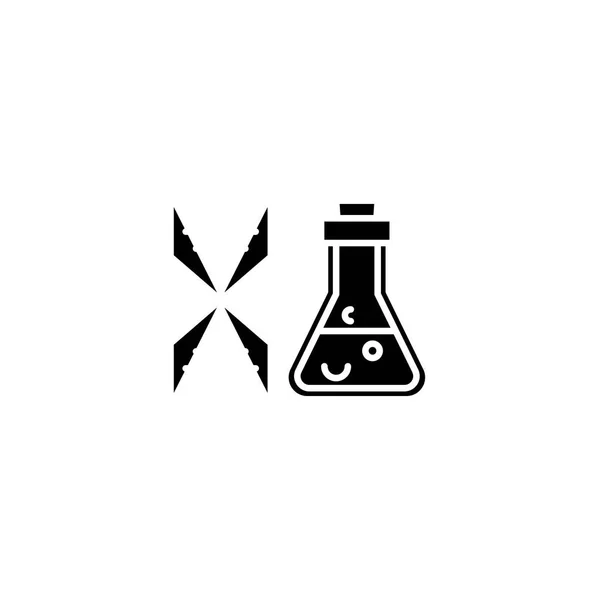 DNA test zwart pictogram concept. DNA test platte vector symbool, teken, illustratie. — Stockvector