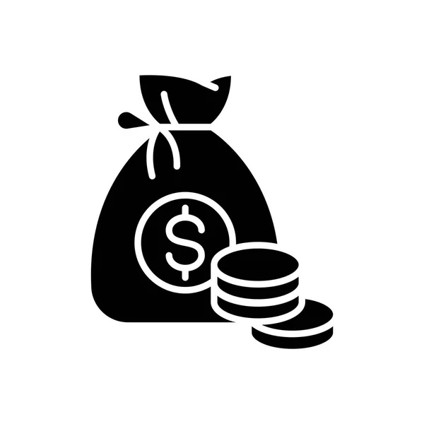 Zarobione pieniądze czarny ikona koncepcja. Zarobione pieniądze symbol wektor płaskie, znak, ilustracja. — Wektor stockowy
