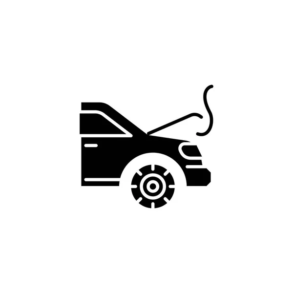 Motore surriscaldamento icona nero concetto. surriscaldamento motore vettoriale piatto simbolo, segno, illustrazione . — Vettoriale Stock