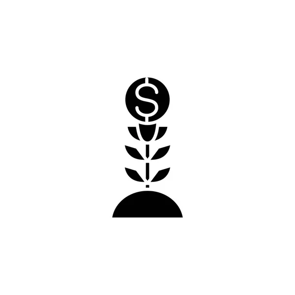Croissance financière concept icône noire. Croissance financière vecteur plat symbole, signe, illustration . — Image vectorielle