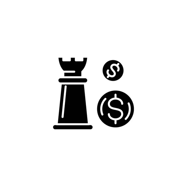 Strategii finansowej czarny ikona koncepcja. Strategii finansowej płaskie wektor symbol, znak, ilustracja. — Wektor stockowy
