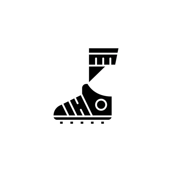 Botas de fútbol concepto icono negro. Botas de fútbol plano vector símbolo, signo, ilustración . — Archivo Imágenes Vectoriales