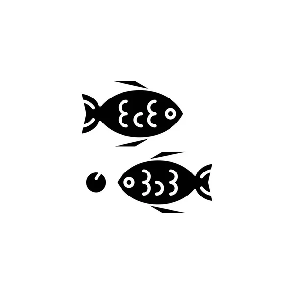 Sült hal fekete ikon koncepció. Sült hal lapos vektor szimbólum, jel, ábra. — Stock Vector