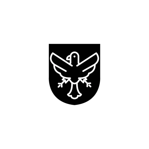 Icono negro emblema águila alemana concepto. Águila alemana emblema símbolo de vector plano, signo, ilustración . — Vector de stock