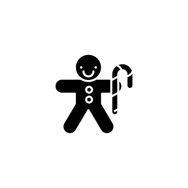Pain d'épice homme noir icône concept. Pain d'épice homme plat vecteur symbole, signe, illustration . — Image vectorielle