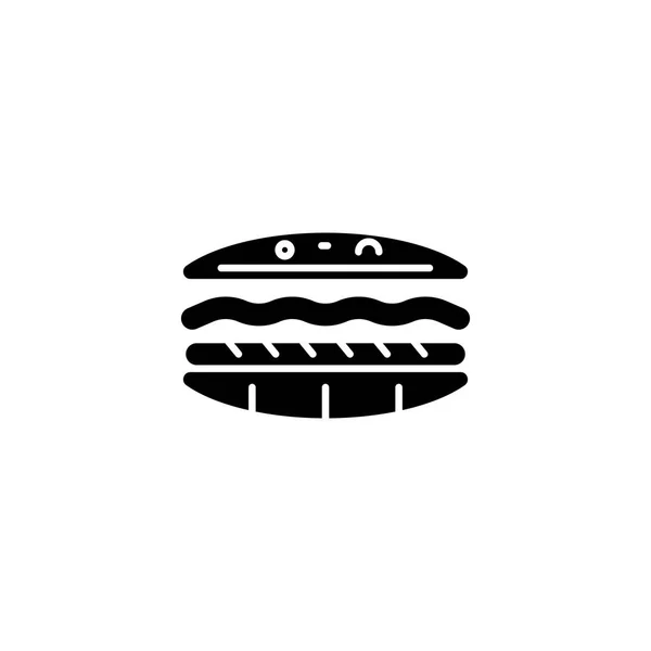 Концепция черного гамбургера. Символ плоского вектора гамбургера, знак, иллюстрация . — стоковый вектор