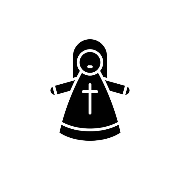Santo conceito ícone negro homem. Homem santo símbolo vetorial plana, sinal, ilustração . —  Vetores de Stock
