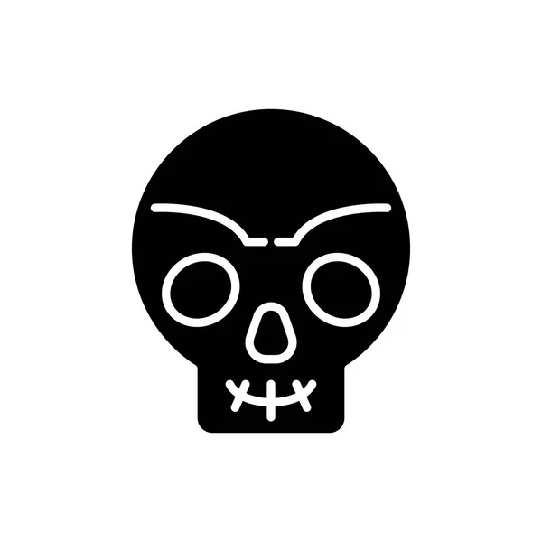 Cráneo humano concepto de icono negro. Cráneo humano vector plano símbolo, signo, ilustración . — Vector de stock