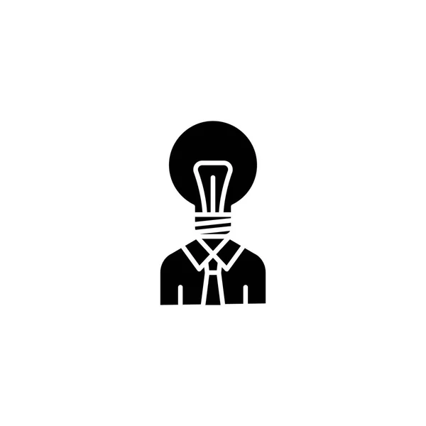 Idea hombre negro icono concepto. Idea hombre vector plano símbolo, signo, ilustración . — Vector de stock