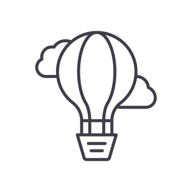 Hava ballon gezinti siyah simge kavramı. Hava ballon gezinti düz vektör simgesi, işaret, resim.