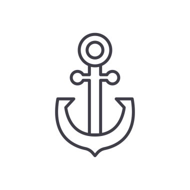 Siyah simge kavramı demirleme. Ankraj düz vektör simgesi, işaret, resim.