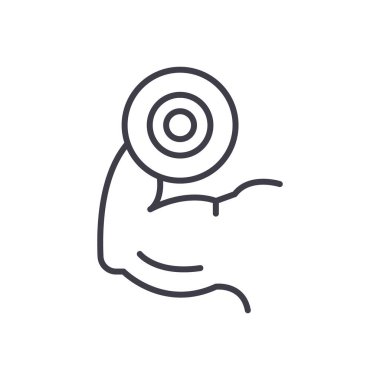 Vücut bina siyah simge kavramı. Vücut geliştirme düz vektör simgesi, işaret, resim.