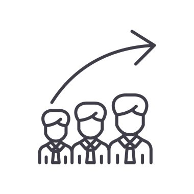 Kariyer ilerleme siyah simge kavramı. Kariyer ilerleme düz vektör simgesi, işaret, resim.