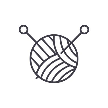 Örgü siyah simge kavramı. Örgü düz vektör simgesi, işaret, resim.