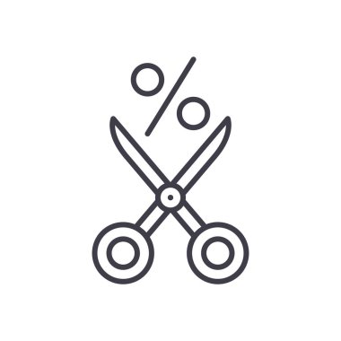 Bir indirim siyah simge kavram sunuyor. Sunan bir indirim düz vektör simgesi, işaret, resim.