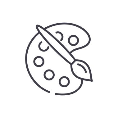 Yağlı boya siyah simge kavramı. Yağlı boya düz vektör simgesi, işaret, resim.