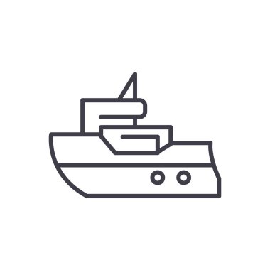 Yolcu gemisi siyah simge kavramı. Yolcu gemisi düz vektör simgesi, işaret, resim.