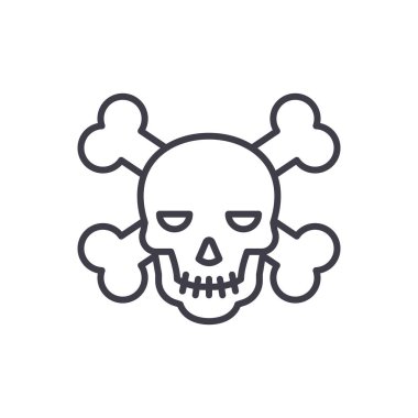 Korsan etkinlik siyah simge kavramı. Korsan düz vektör-aktiviteler-işareti, işaret, resim.