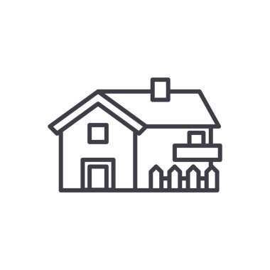 Özel house siyah simge kavramı. Özel ev düz vektör simgesi, işaret, resim.