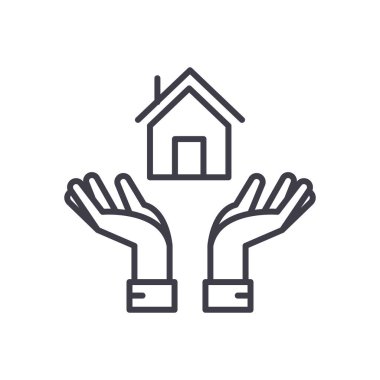 Emlak işlemleri siyah simge kavramı. Emlak işlemleri düz sembolü, işaret, illüstrasyon vektör.