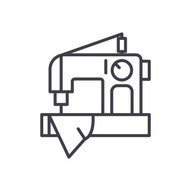 Dikiş iş siyah simge kavramı. Dikiş iş düz vektör simgesi, işaret, resim.