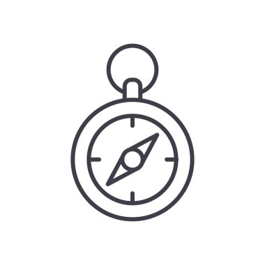 Arazi pusula yönünü siyah simge kavramı. Arazi pusula yönünü düz vektör simgesi, işaret, resim.