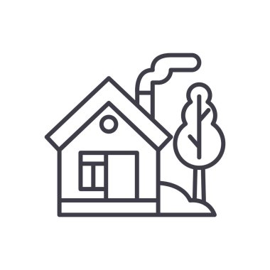 Tatil ev siyah simgesini kavramı. Tatil ev düz vektör simgesi, işaret, resim.