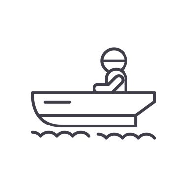 Gemi siyah simge kavramı tekne. Gemi tekne düz vektör simgesi, işaret, resim.