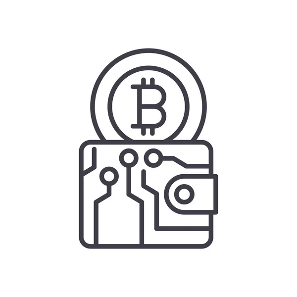 Bitcoin wallet zwart pictogram concept. Bitcoin wallet platte vector symbool, teken, illustratie. — Stockvector