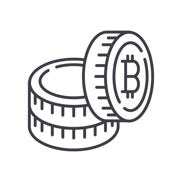 Kapital i bitcoins svart ikon konceptet. Kapital i bitcoins platt vektor symbol, underteckna, illustration. — Stock vektor