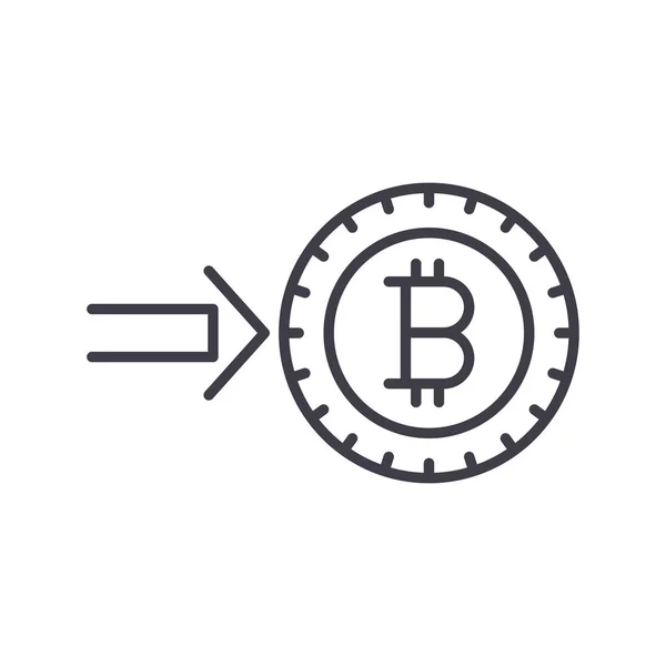 Investering i bitcoin svart ikon koncept. Investering i bitcoin platt vektor symbol, underteckna, illustration. — Stock vektor