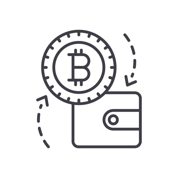 Payments with bitcoin black icon concept. Payments with bitcoin flat  vector symbol, sign, illustration. — Stock Vector