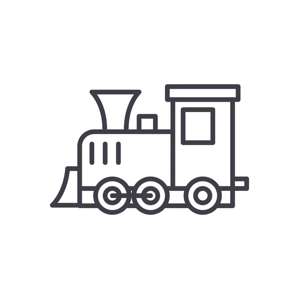 Locomotief zwart pictogram concept spelen. Spelen locomotief platte vector symbool, teken, illustratie. — Stockvector