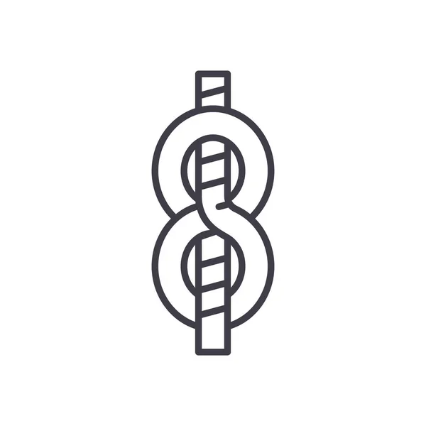 Los marineros nudo concepto icono negro. Marineros nudo plano vector símbolo, signo, ilustración . — Vector de stock