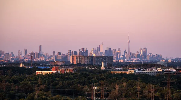 Ciudad Toronto Skyline Visto Desde Mississauga Atardecer — Foto de Stock