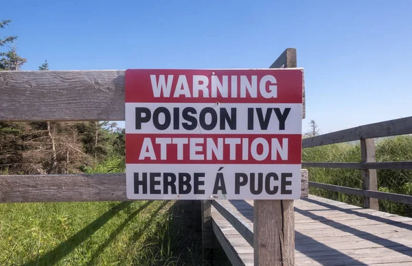 Poison Ivy Warning Sign Cedar Dunes Provincial Park Prince Edward — Stock Photo, Image