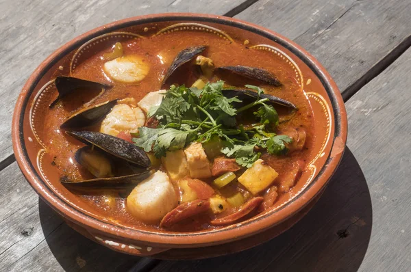 Marítimo Fresco Seafood Stew Servido Restaurante — Fotografia de Stock