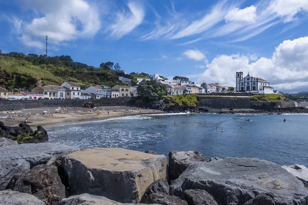 Sao Roque Beach Its Church Sao Miguel Island Azores Portugual — Stock Photo, Image